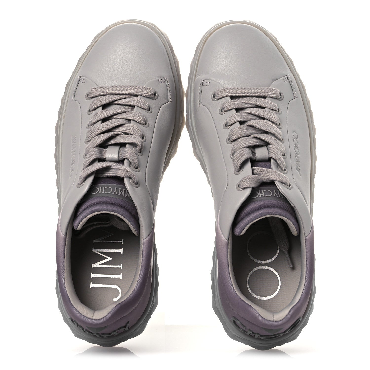 Jimmy Choo Nappa Diamond Maxi F II Platform Sneakers 39.5 Grey 2 of 10