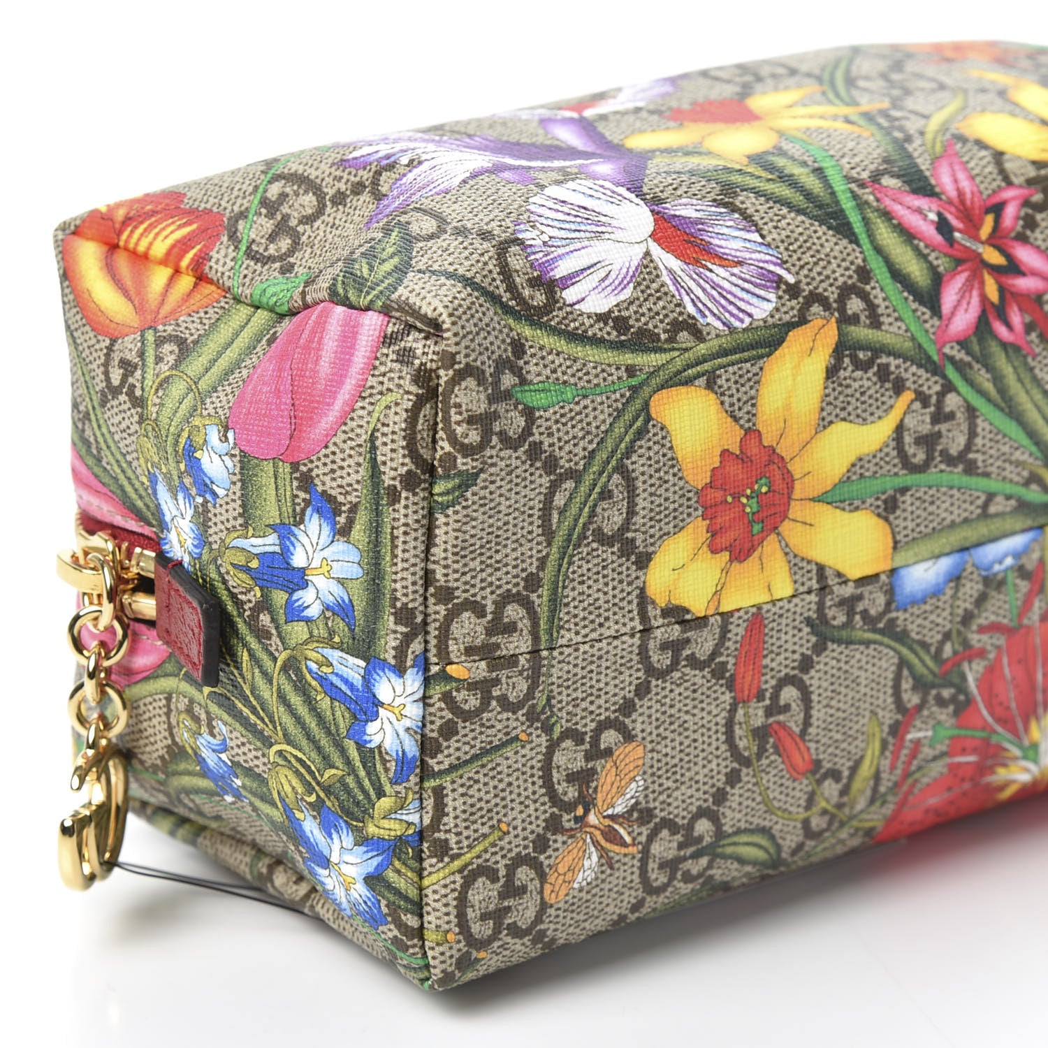 Gucci Soft GG Supreme Monogram Flora Calfskin Medium Ophidia Cosmetic Case Beige Ebony Multicolor Rosso 5 of 8