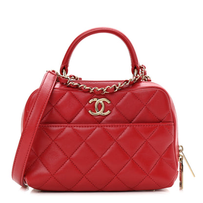 Chanel Lambskin Quilted Small Trendy CC Bowling Bag Red 1 of 9