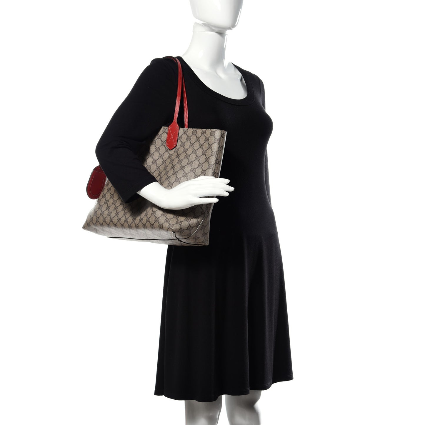 GG Supreme Medium Reversible Tote Beige Red