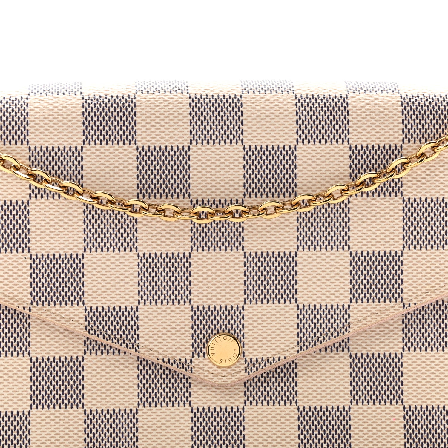Louis Vuitton Damier Azur Pochette Felicie Chain Wallet Rose Ballerine 7 of 10