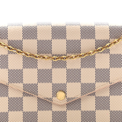 Louis Vuitton Damier Azur Pochette Felicie Chain Wallet Rose Ballerine 7 of 10