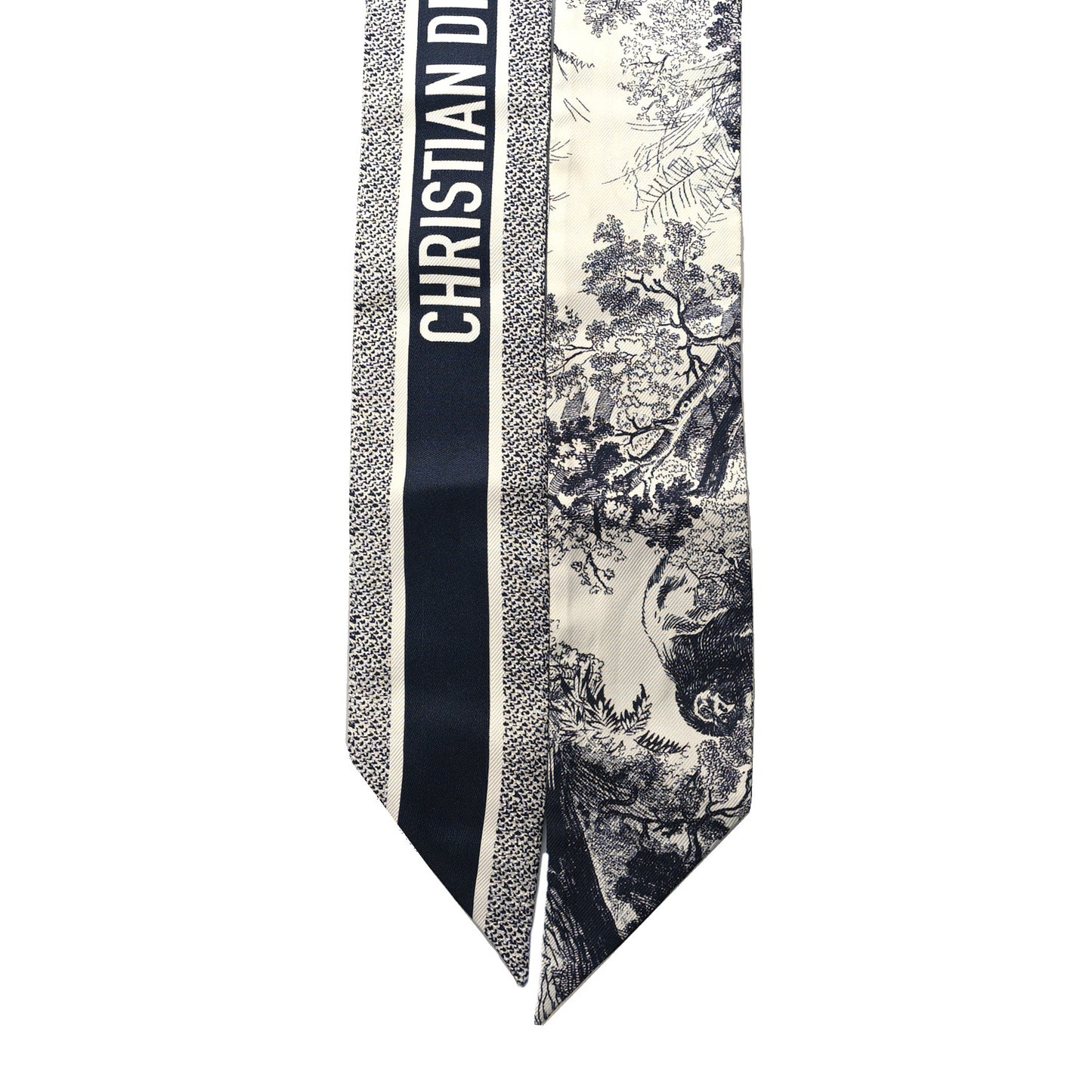 Silk Toile De Jouy Reverse Capri Mitzah Scarf Navy Blue