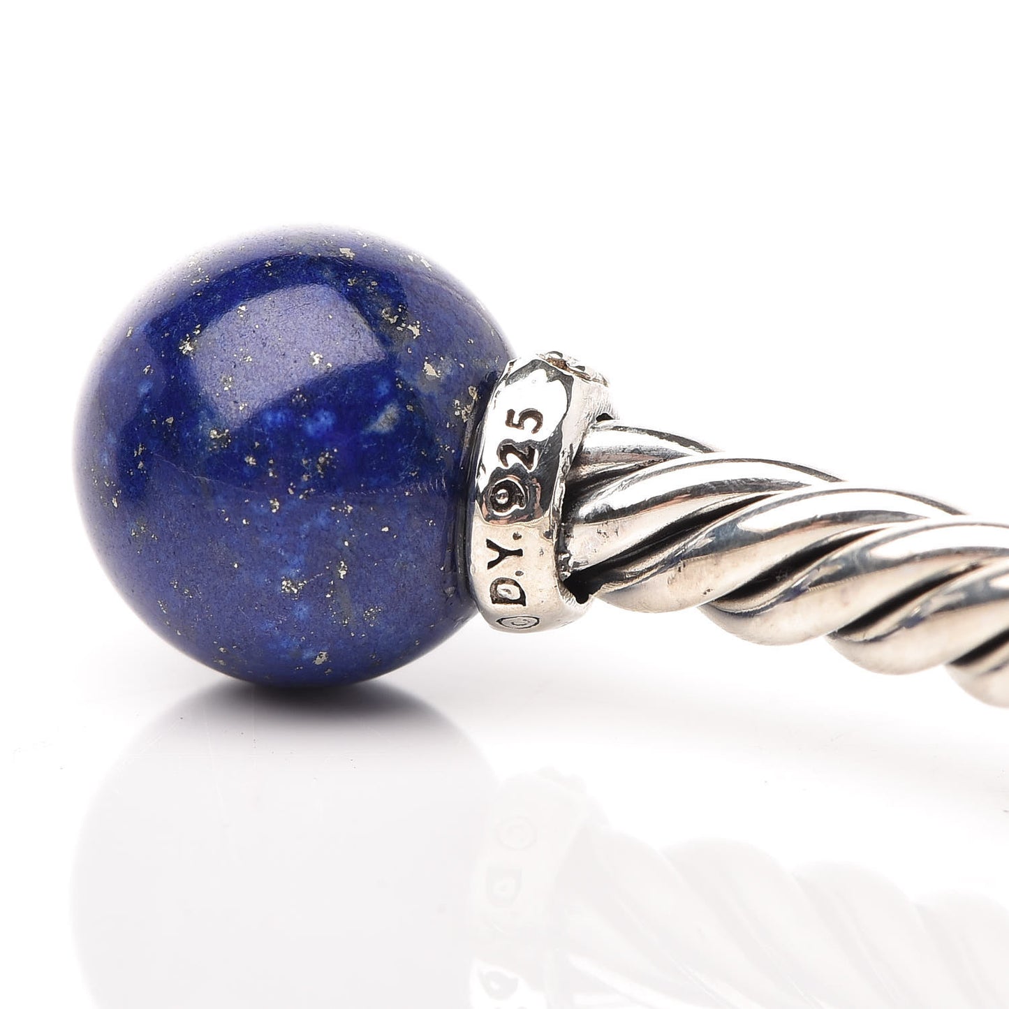Sterling Silver Diamond Lapis Lazuli 9mm Solari Bracelet