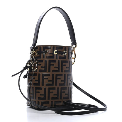 Fendi Vitello Liberty F is Fendi Bi-Color FF 1974 Embossed Mini Mon Tresor Bucket Bag Maya Black 3 of 9