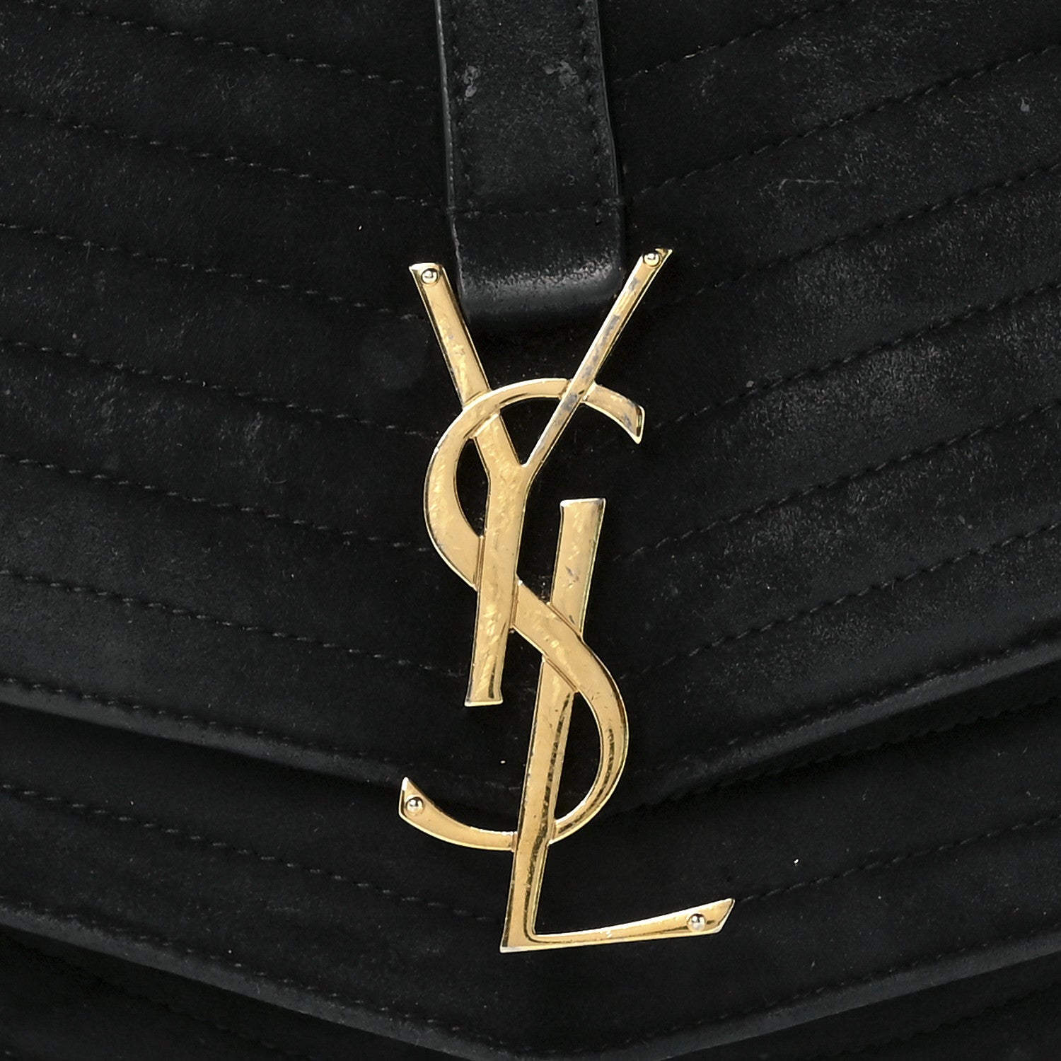 Saint Laurent Suede Matelasse Chevron Monogram Medium Sulpice Black 10 of 14