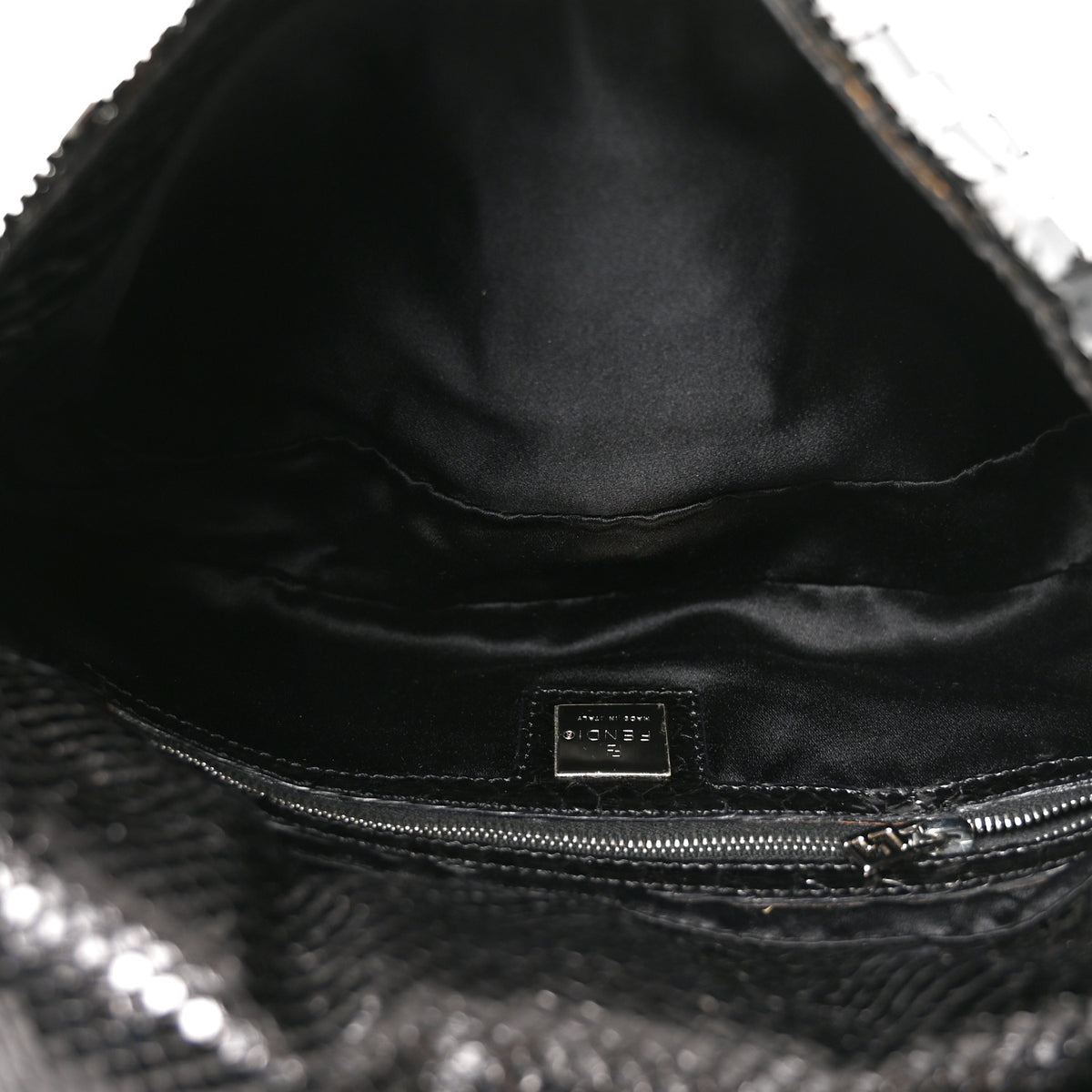 Fendi Sequin Paillettes Snakeskin Baguette Black 5 of 11