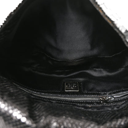Fendi Sequin Paillettes Snakeskin Baguette Black 5 of 11