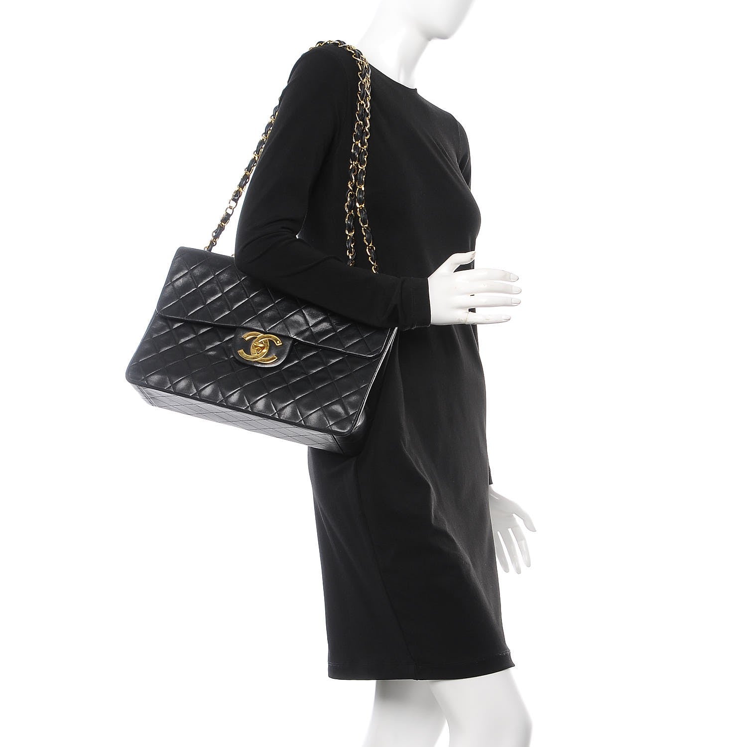 Chanel Lambskin Quilted XL Jumbo Single Flap Black 3 of 10