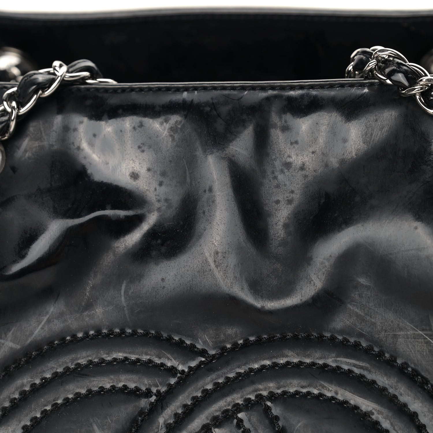 Chanel Vinyl Lipstick Ligne Accordion Tote Black 11 of 14