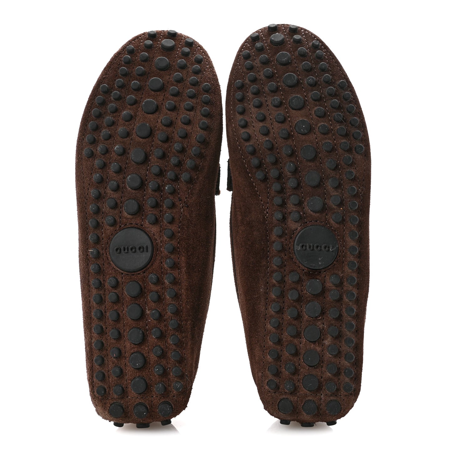 Suede GG Buckle Driver Loafers 38.5 Brown