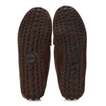 Gucci Suede GG Buckle Driver Loafers 38.5 Brown 6 of 9