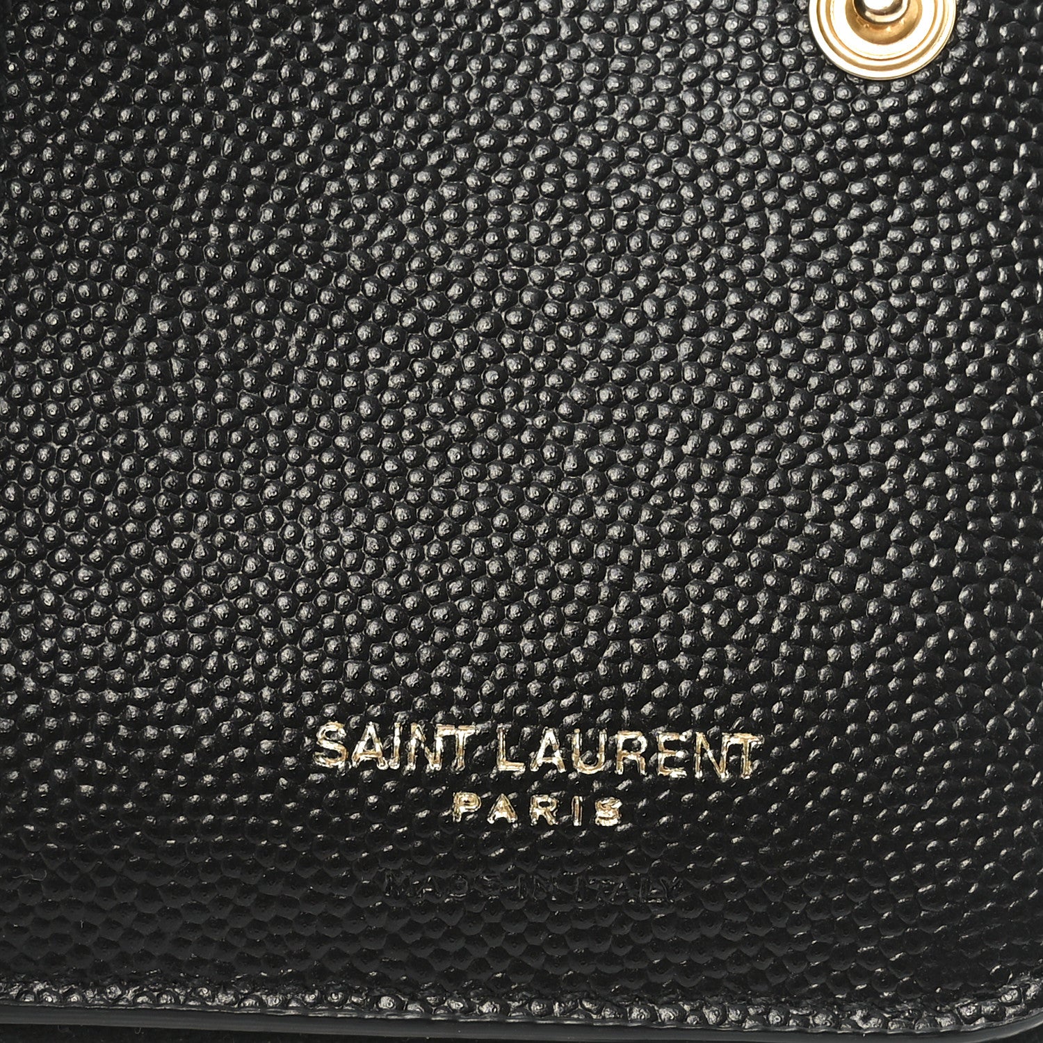 Saint Laurent Grain De Poudre Matelasse Chevron Monogram Compact Zip Around Wallet Black 6 of 8