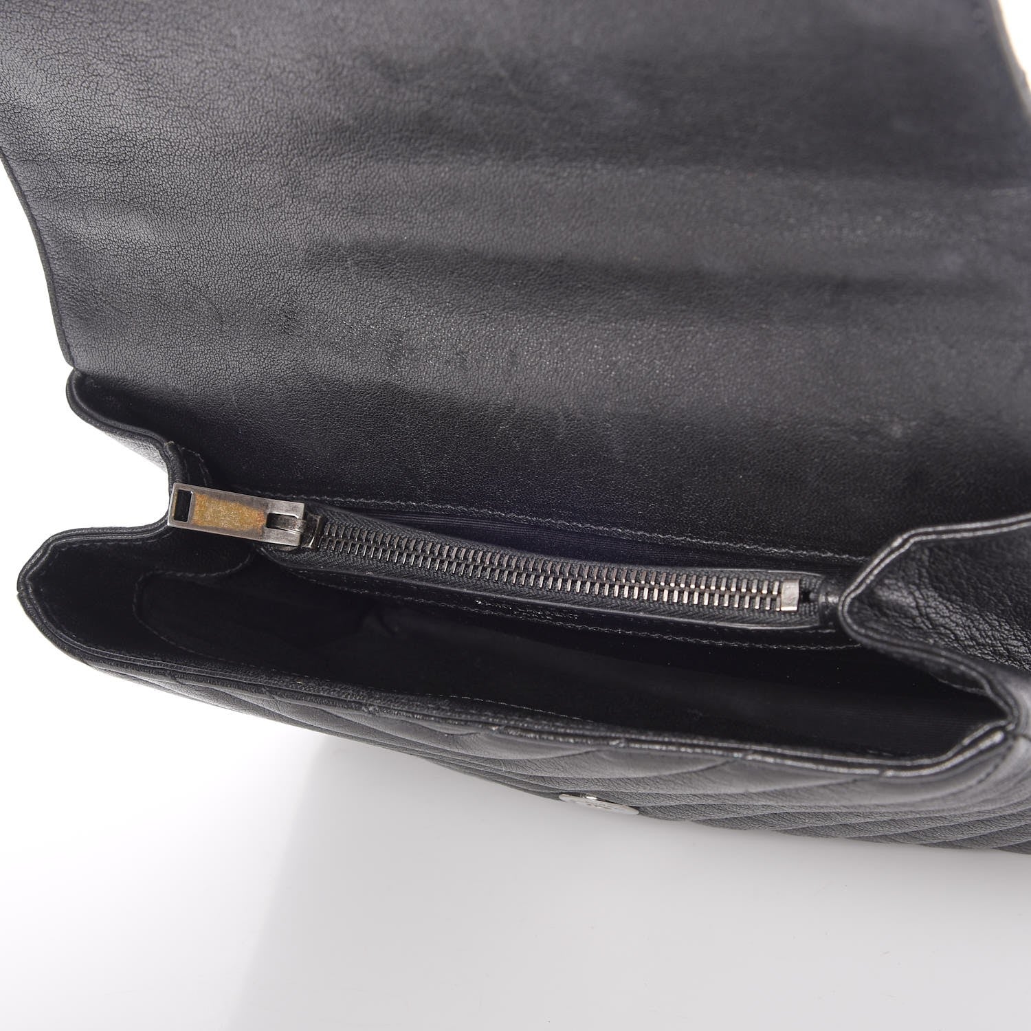 Saint Laurent Sheepskin Matelasse Chevron Monogram Medium College Bag Black 5 of 8