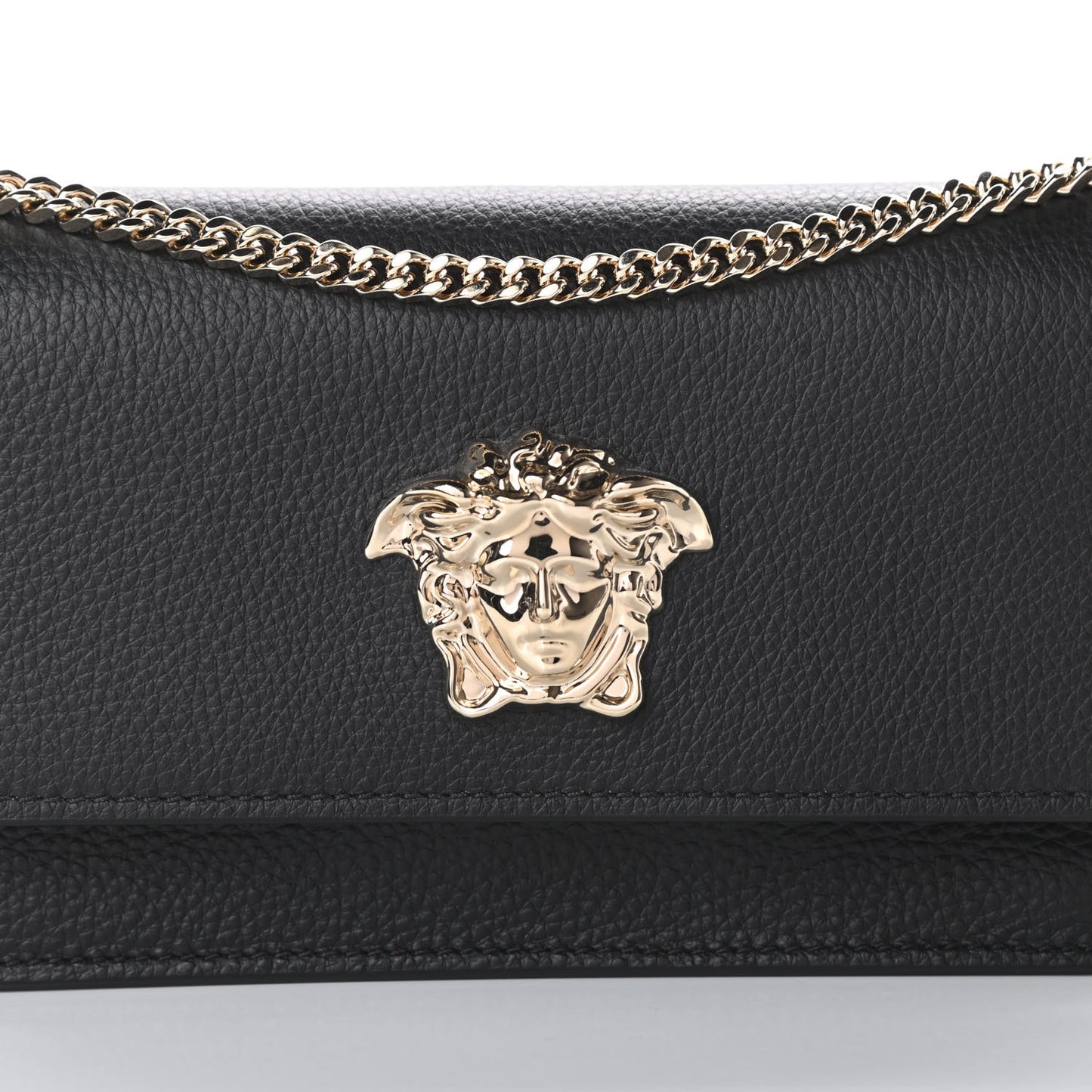 Grained Calfskin Palazzo Chain Evening Bag Black