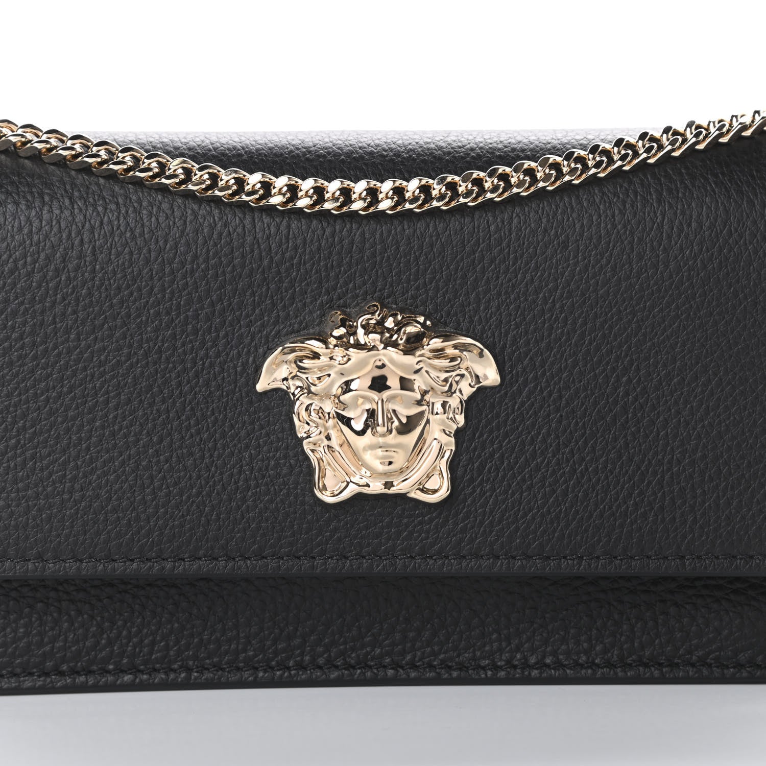 Versace Grained Calfskin Palazzo Chain Evening Bag Black 7 of 9
