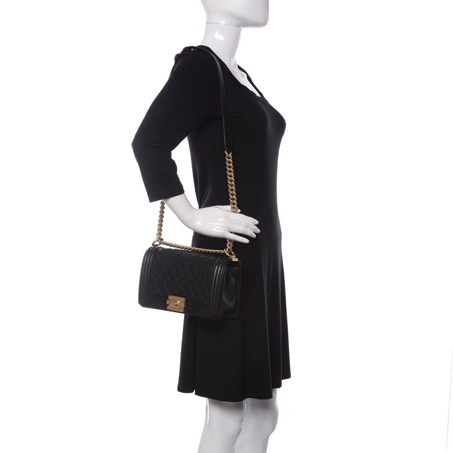 Chanel Caviar Quilted Medium Boy Flap Black 2 of 10
