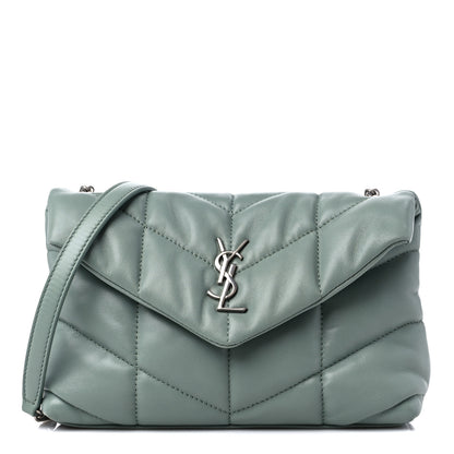 Saint Laurent Lambskin Quilted Toy Loulou Puffer Monogram Chain Satchel Vert Opaline 1 of 10