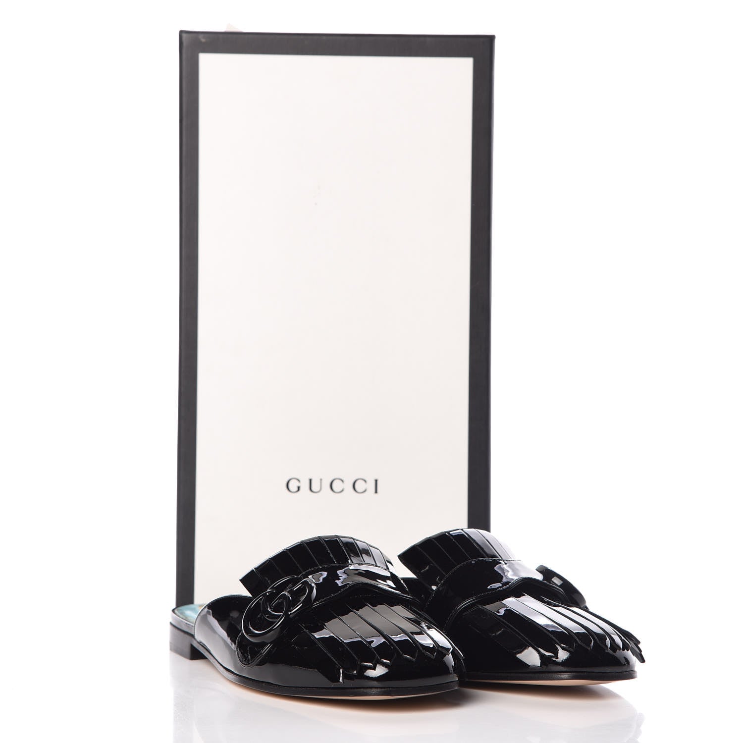 Gucci Vernice Crystal GG Marmont Fringe Slippers 36.5 Black 12 of 12