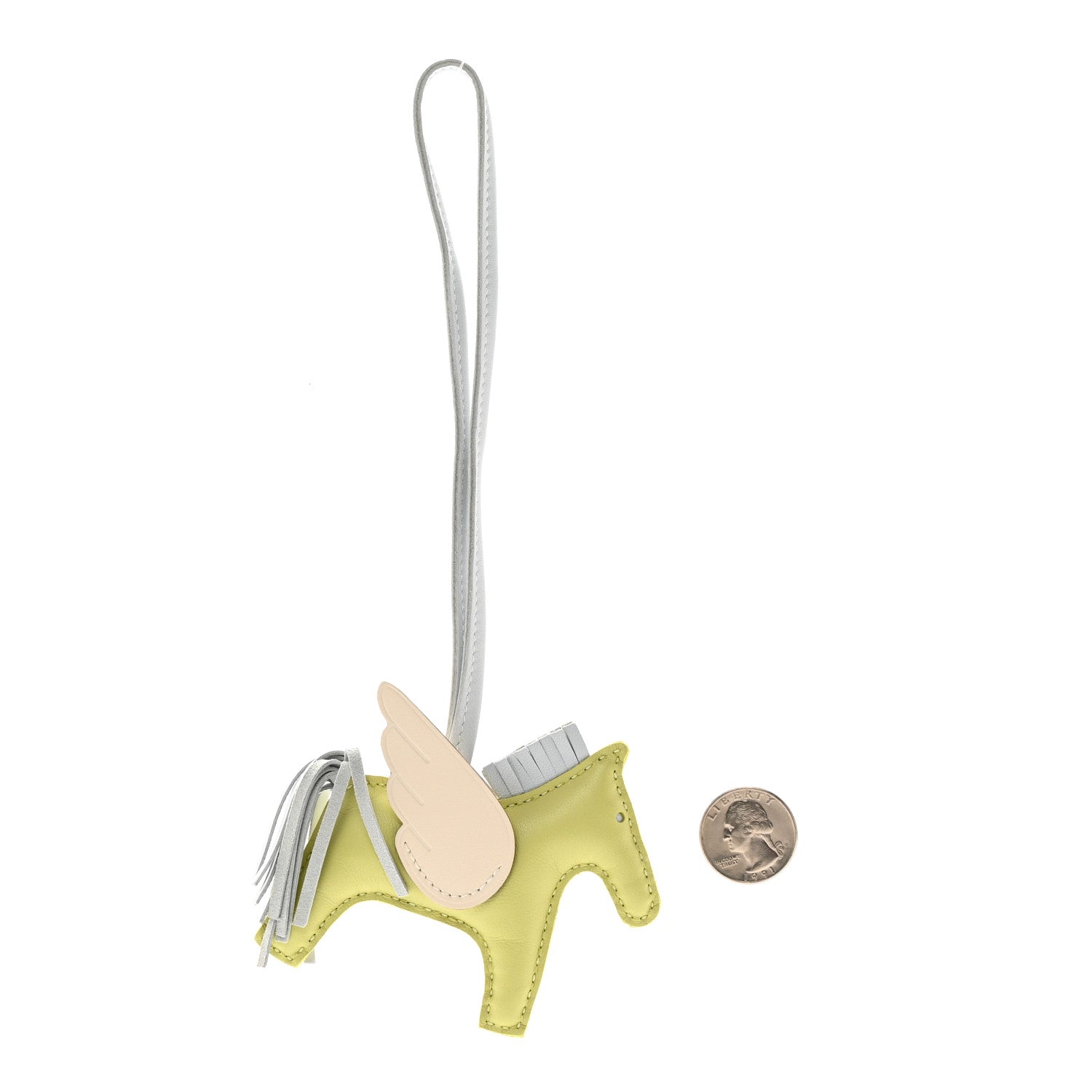 Hermes Milo Lambskin Grigri Rodeo Pegase Horse Bag Charm PM Jaune Bourgeon Bleu Brume Nata 2 of 6