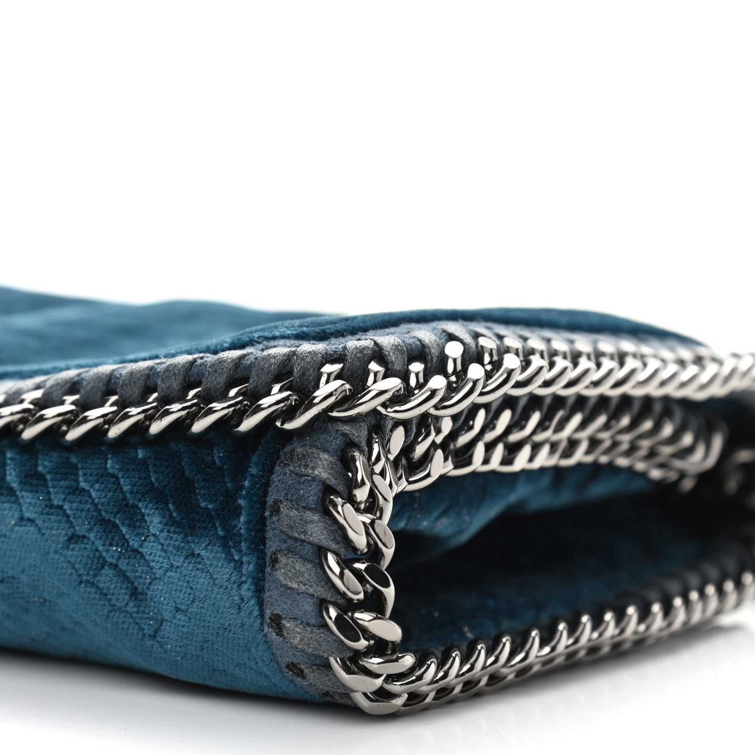 Stella McCartney Velvet Python Embossed Falabella Crossbody Bag Blue 6 of 12
