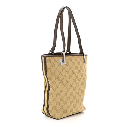 Gucci Monogram Small Bucket Tote Beige Dark Brown 3 of 14