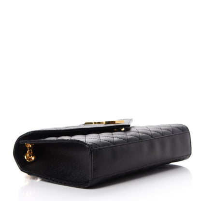 Saint Laurent Grain De Poudre Textured Mixed Matelasse Triquilt Medium Monogram Satchel Black 4 of 11