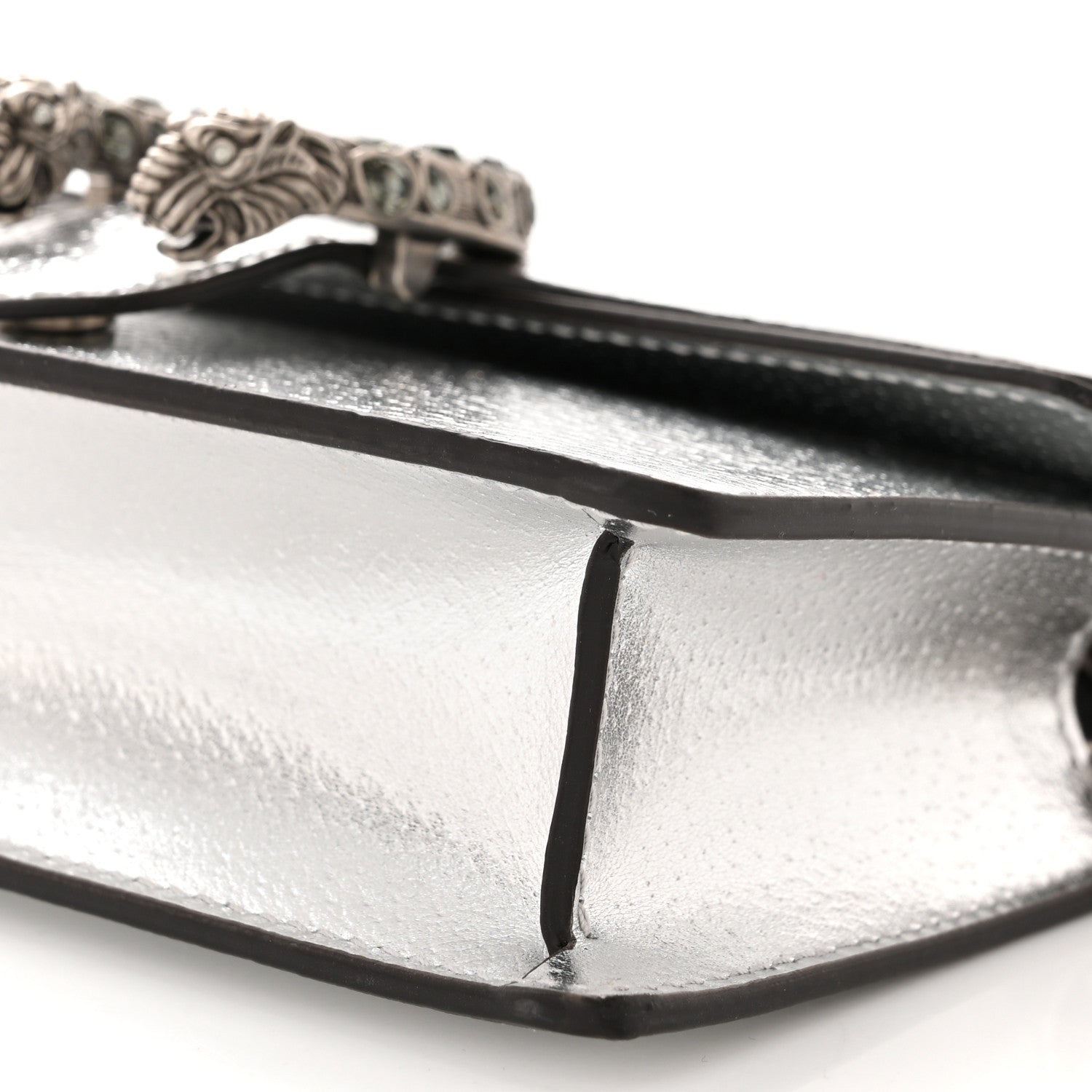Gucci Metallic Calfskin Super Mini Dionysus Shoulder Bag Silver 10 of 11