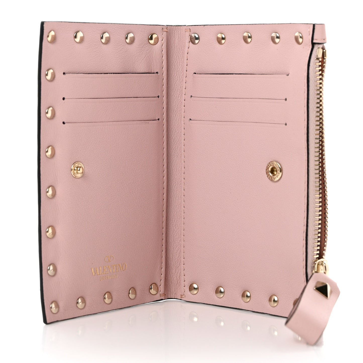 Nappa Rockstud Coin Purse Card Holder Water Rose