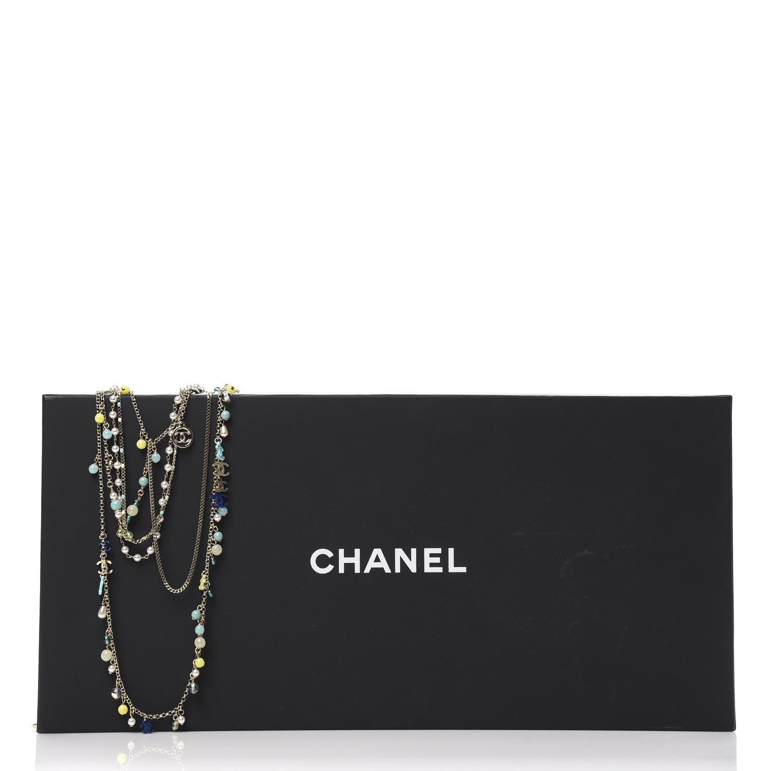 Chanel Pearl Beaded Resin CC Multi Strand Long Necklace Silver Nacre 6 of 6
