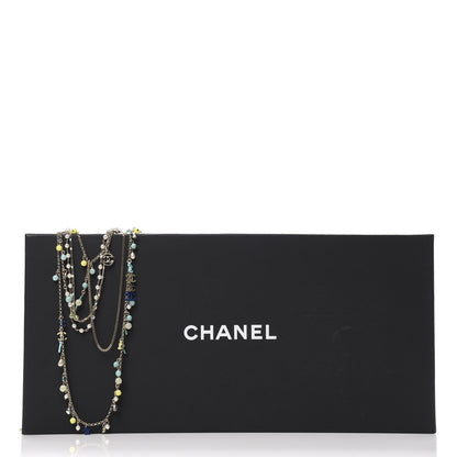 Chanel Pearl Beaded Resin CC Multi Strand Long Necklace Silver Nacre 6 of 6
