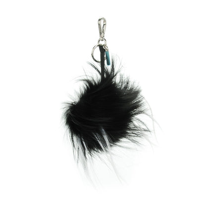 Fendi Cuoio Romano Goat Fox Fur Metal Stitch Triangle Monster Eyes Cube Bag Charm Black White 3 of 5