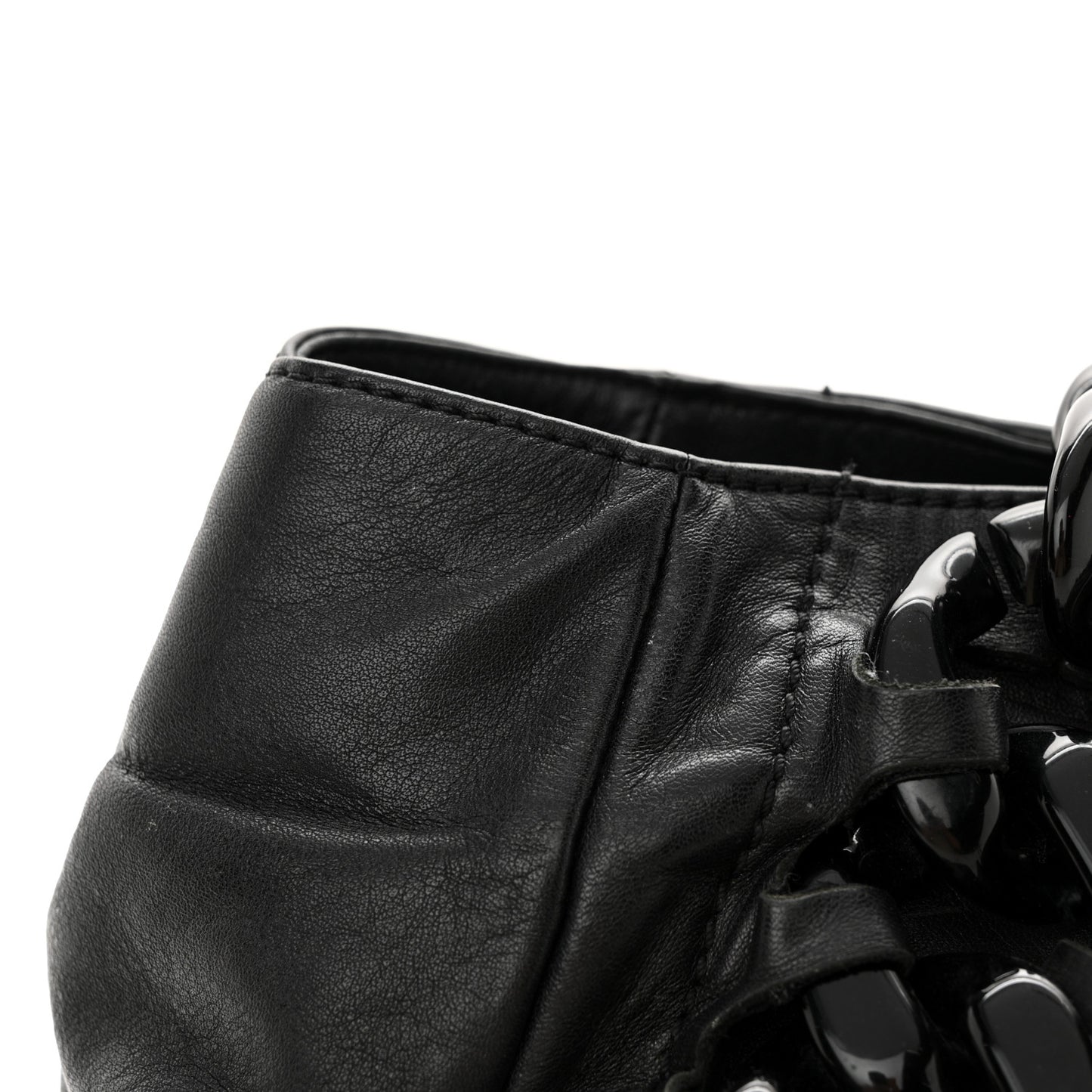 Calfskin Modern Chain Rhodoid East West Tote Black
