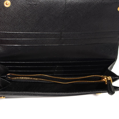 Prada Saffiano Metal Continental Flap Wallet Nero Black 6 of 8
