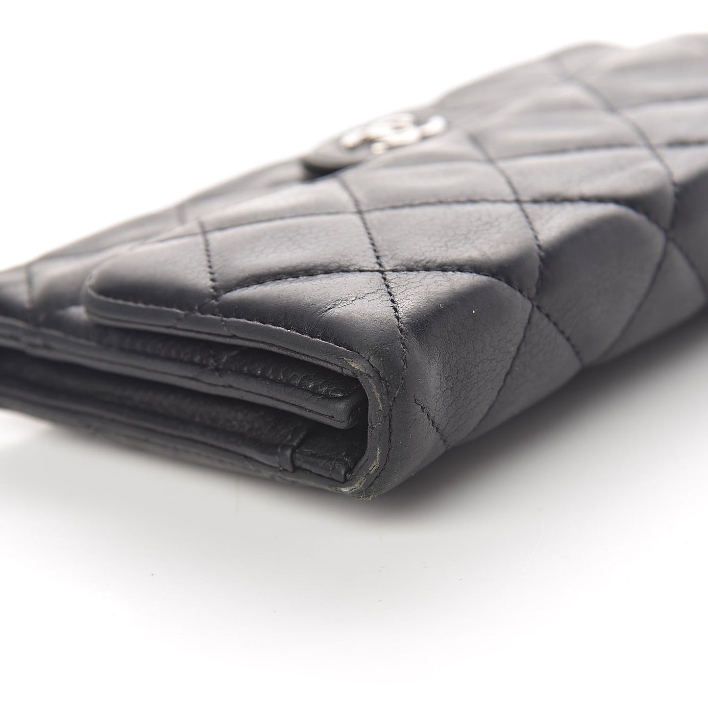Caviar Quilted Large Gusset Flap Wallet Black