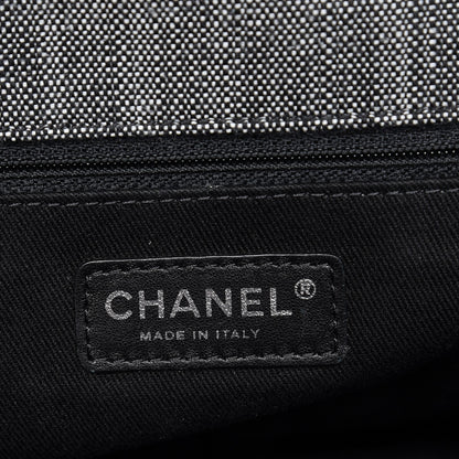 Chanel Denim Toile Quilted Belt Flap Black White 7 of 9