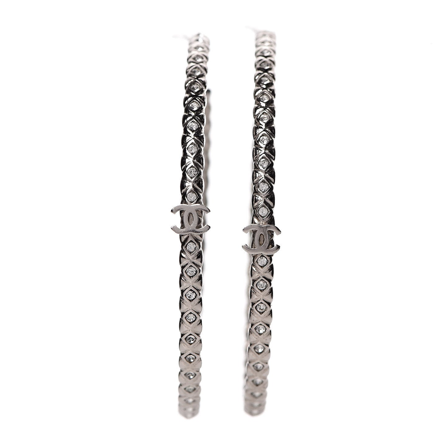 Crystal CC Hoop Earrings Silver