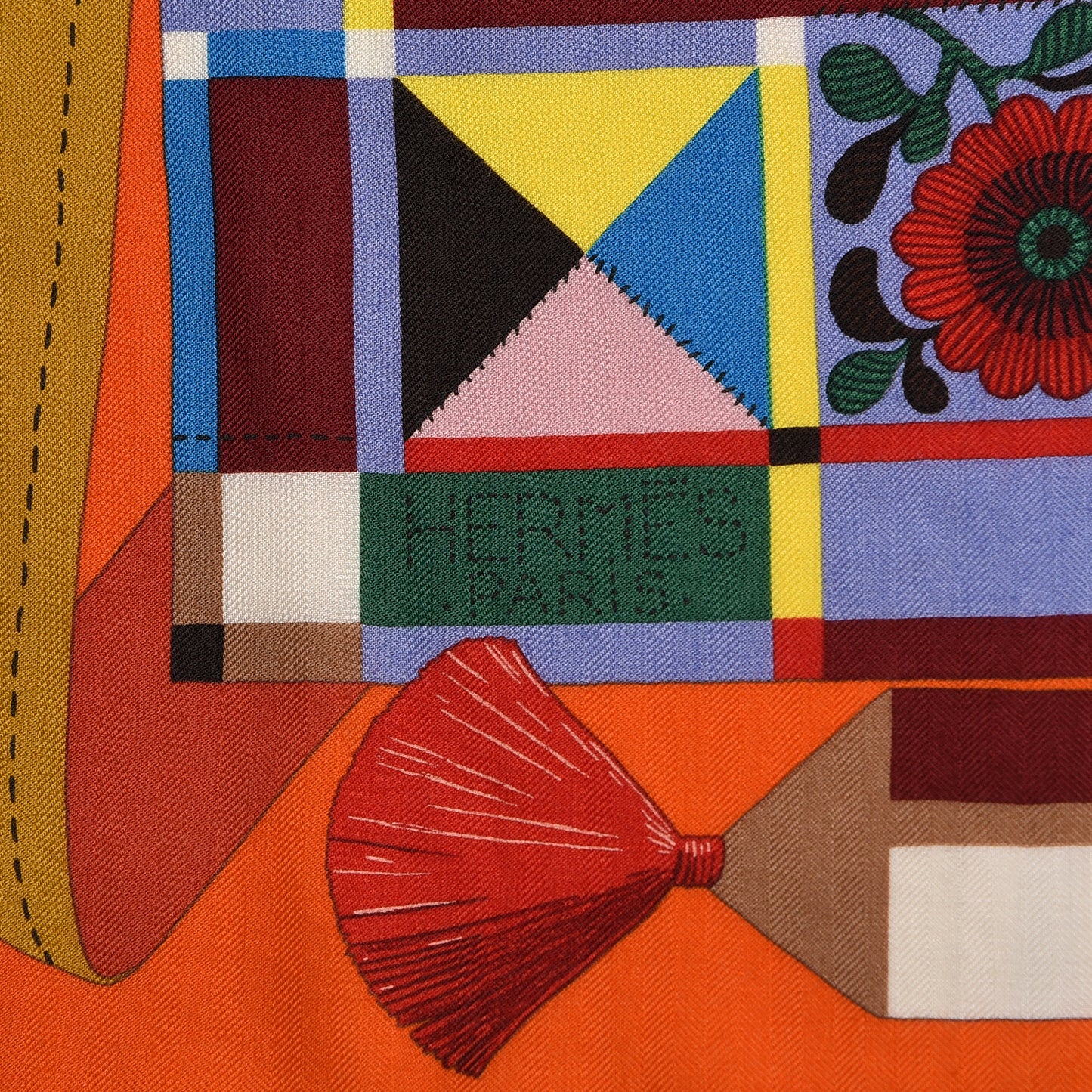Cashmere Silk L'Art du Bojagi Shawl 140 Orange Vert Jaune