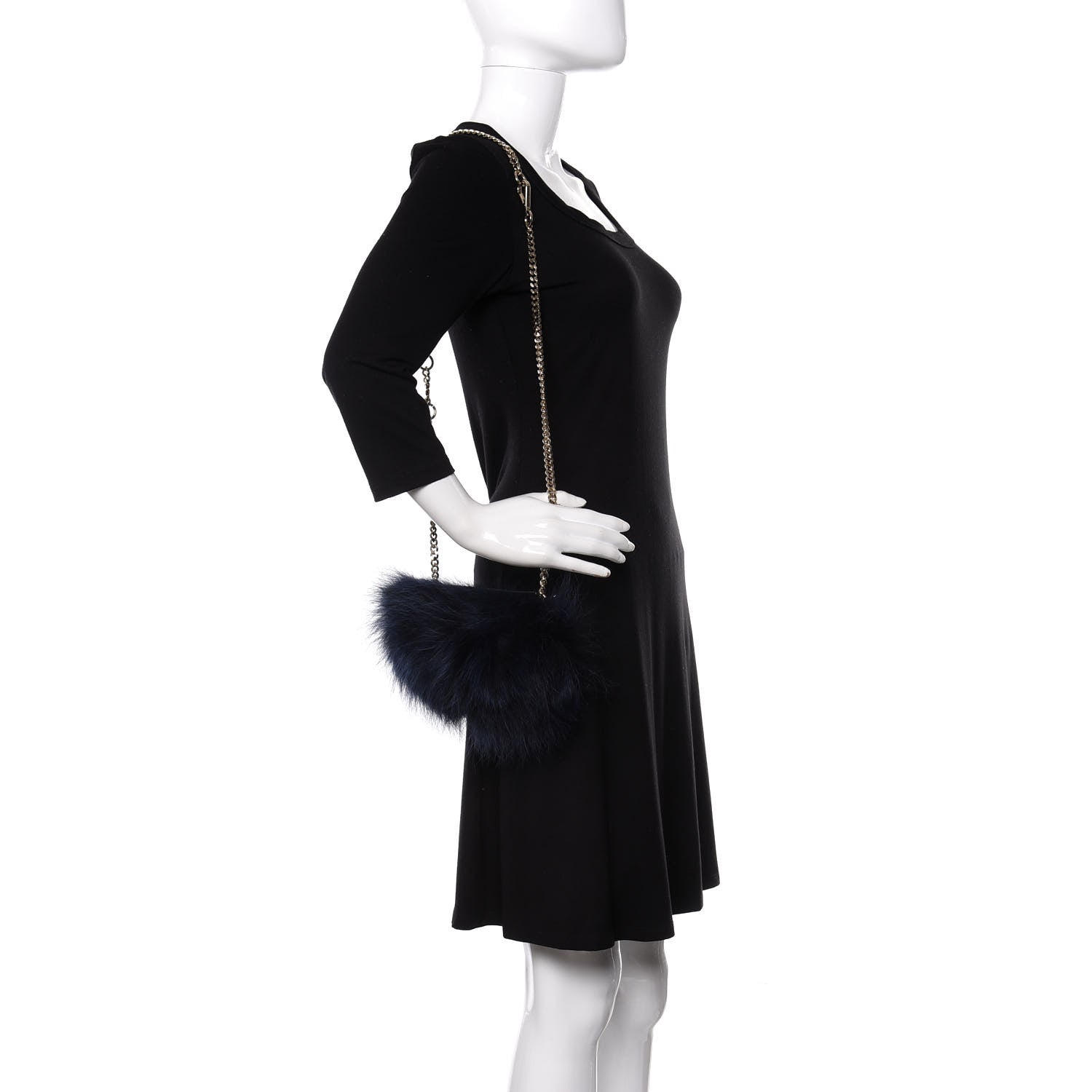 Chloe Fur Nano Georgia Convertible Bag Dark Blue 2 of 9
