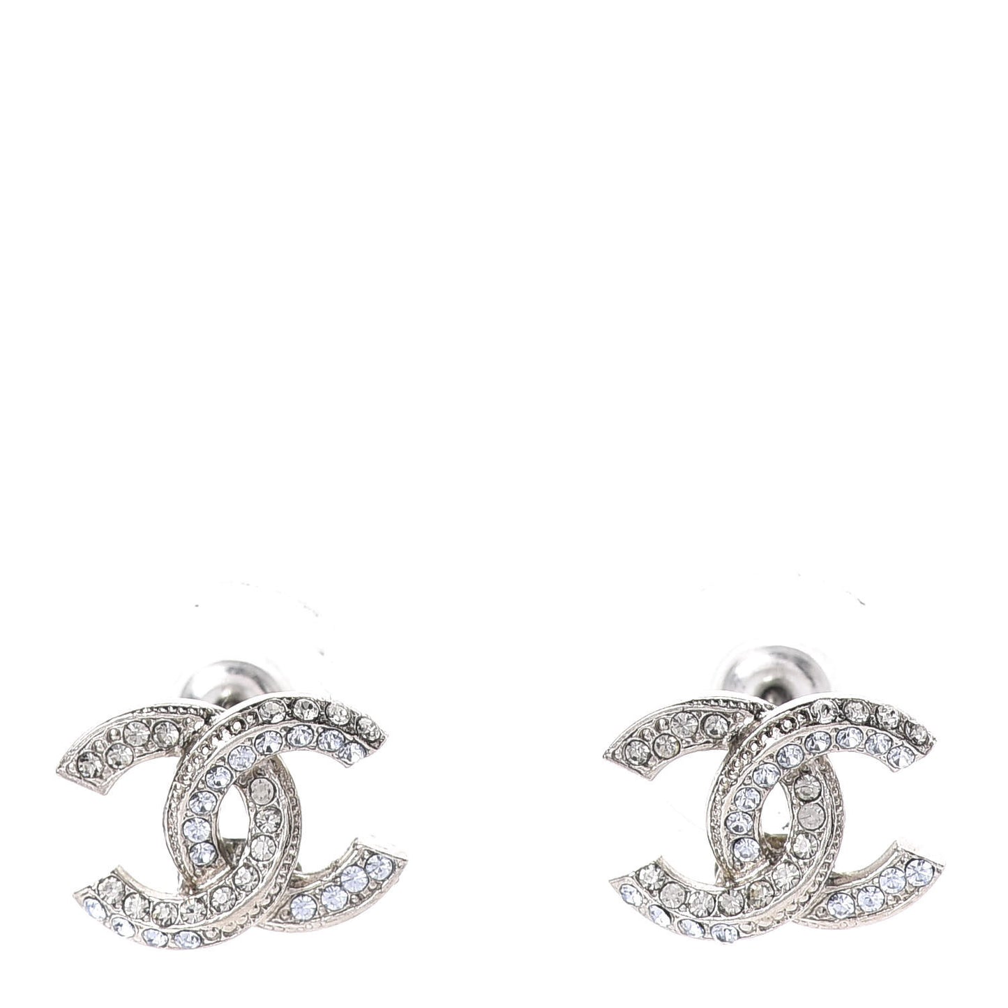 Baguette Crystal CC Earrings Silver Blue