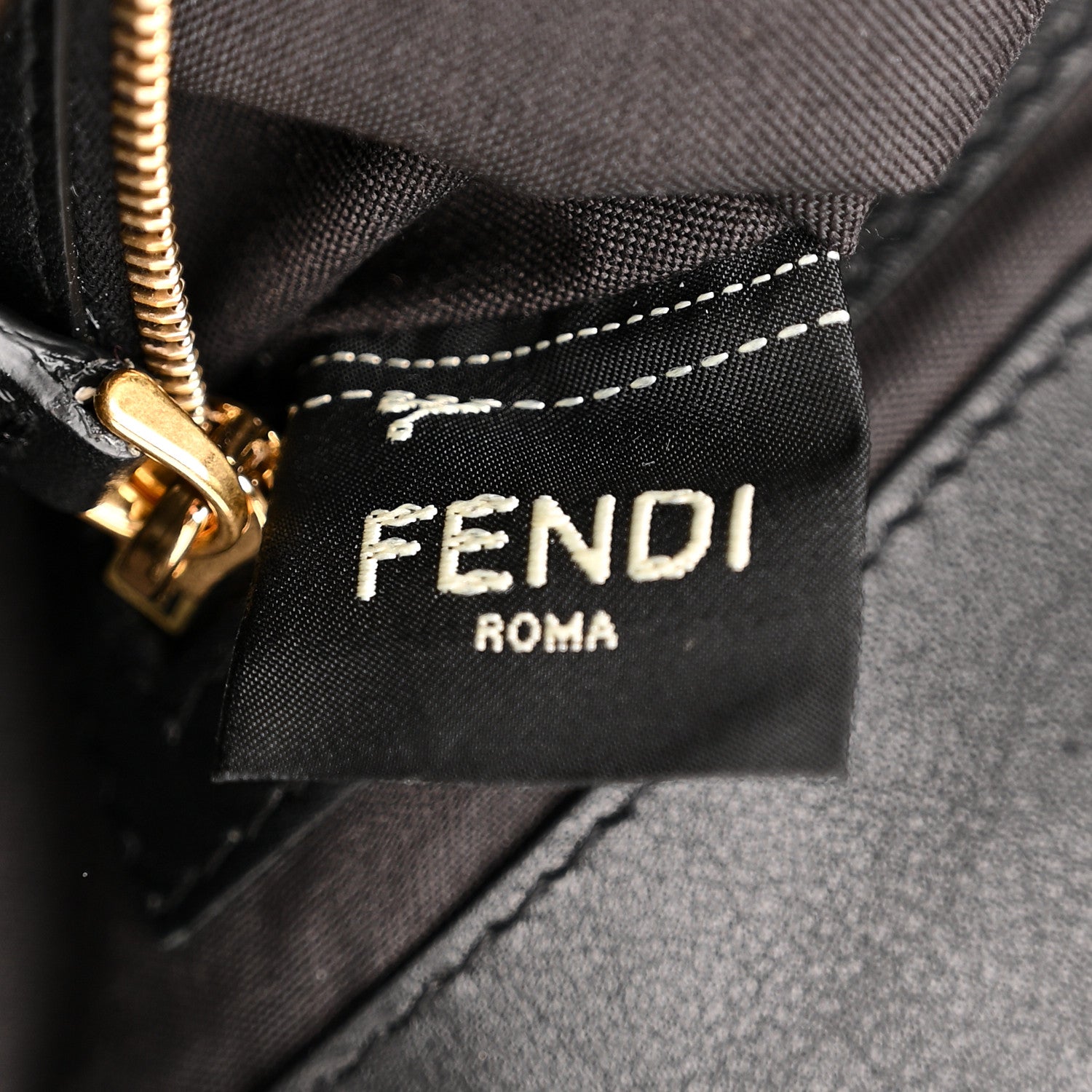 Fendi Shearling Vitello Dolce Macro FF 1974 Baguette Tobacco Black 8 of 11