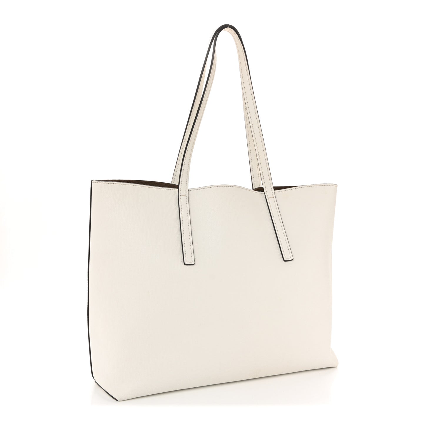 Vitello Vienna Enamel F is Fendi Shopping Tote White Taupe