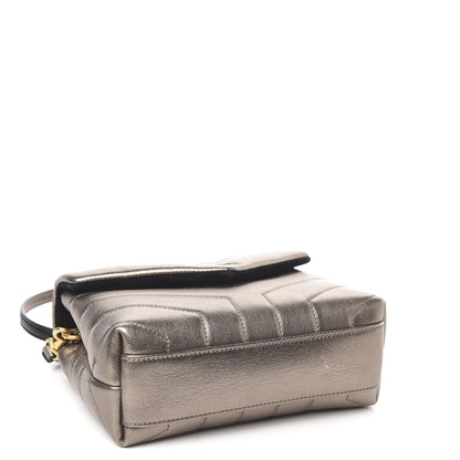 Saint Laurent Metallic Calfskin Y Quilted Monogram Toy Loulou Crossbody Bag Piombo 4 of 11