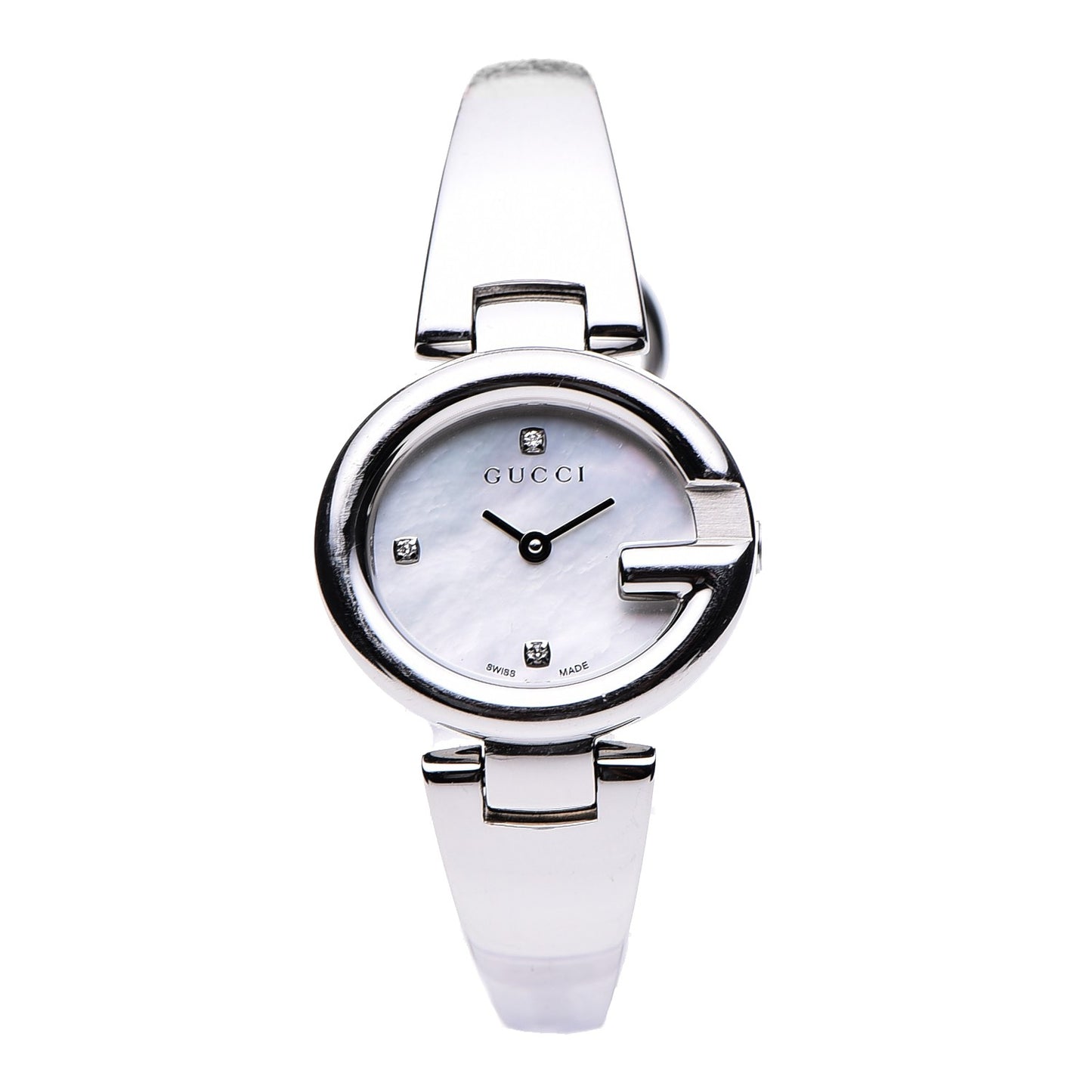 Stainless Steel Diamond Mother of Pearl 27mm Guccissima Quartz Watch