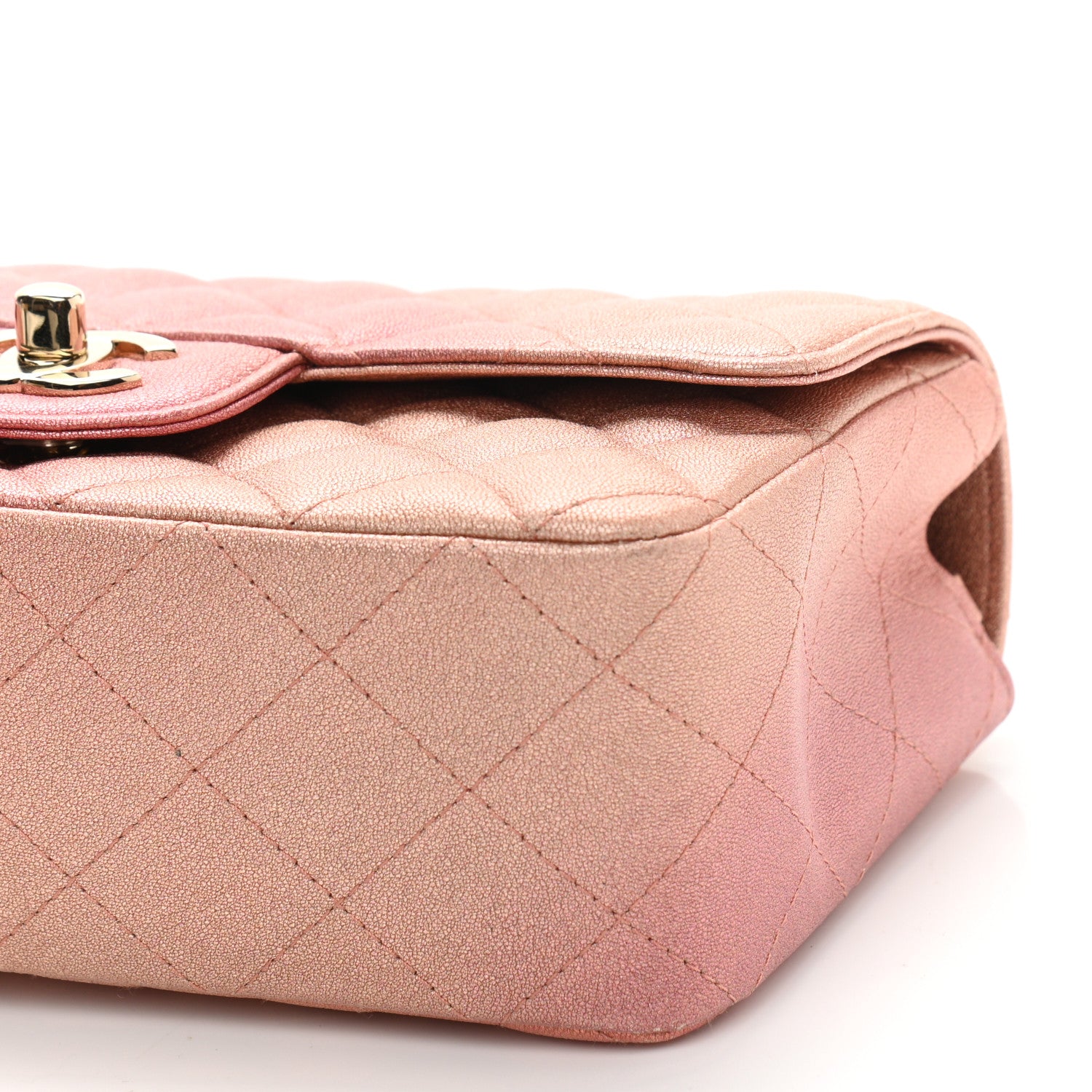 Chanel Metallic Lambskin Quilted Ombre Mini Rectangular Flap Pink 10 of 11