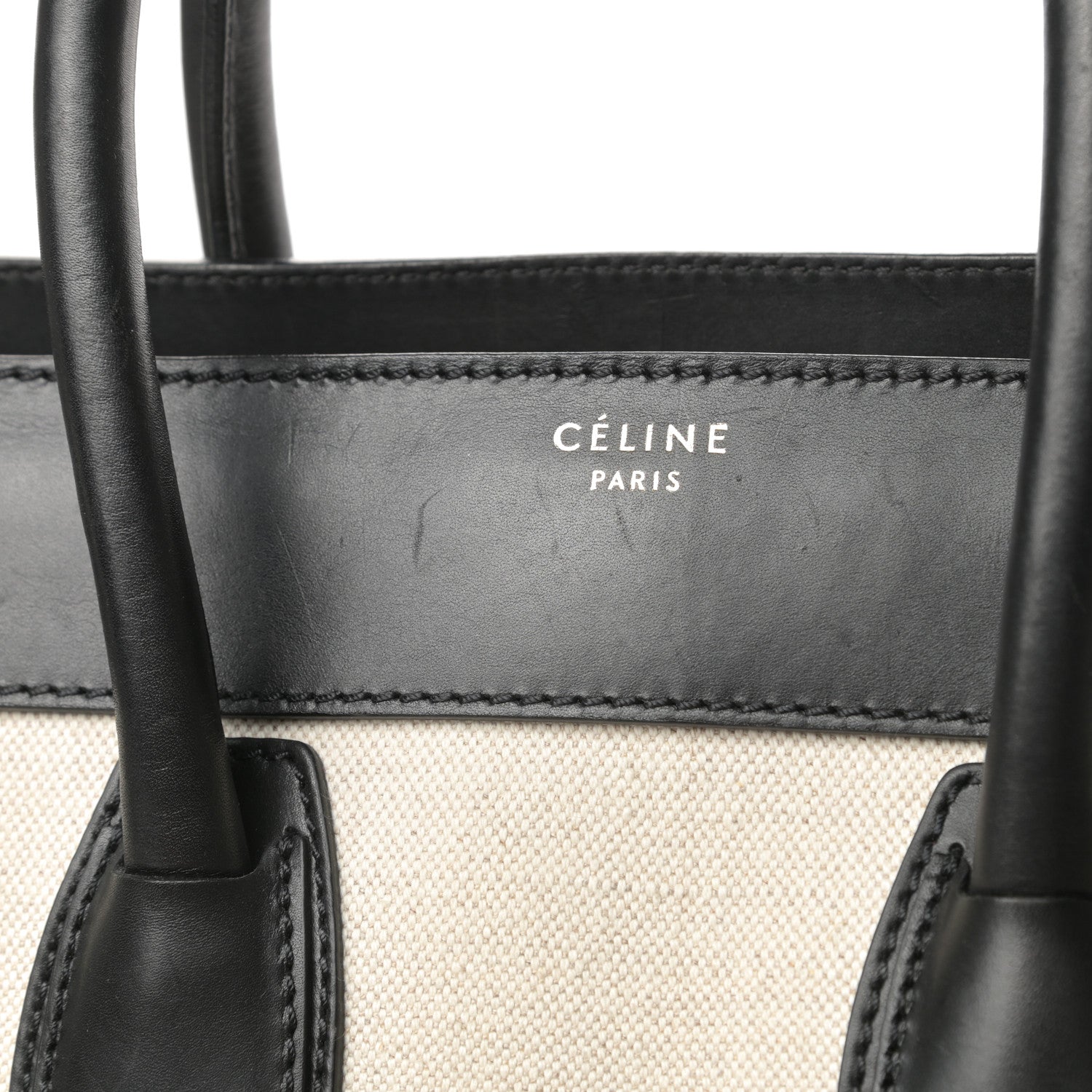 Celine Natural Canvas Smooth Calfskin Mini Luggage Cream 13 of 17