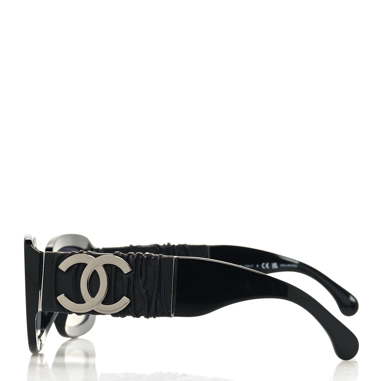 Acetate Calfskin Polarized Square Sunglasses 5473-Q-A Black
