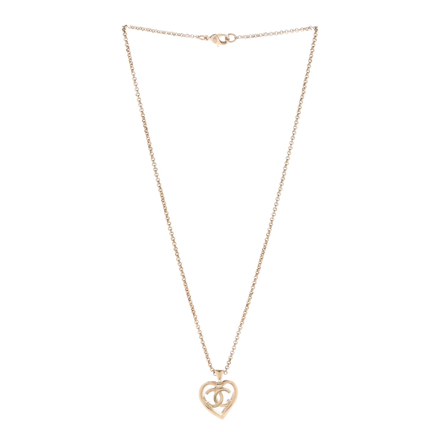 CC Heart Chain Pendant Necklace Gold