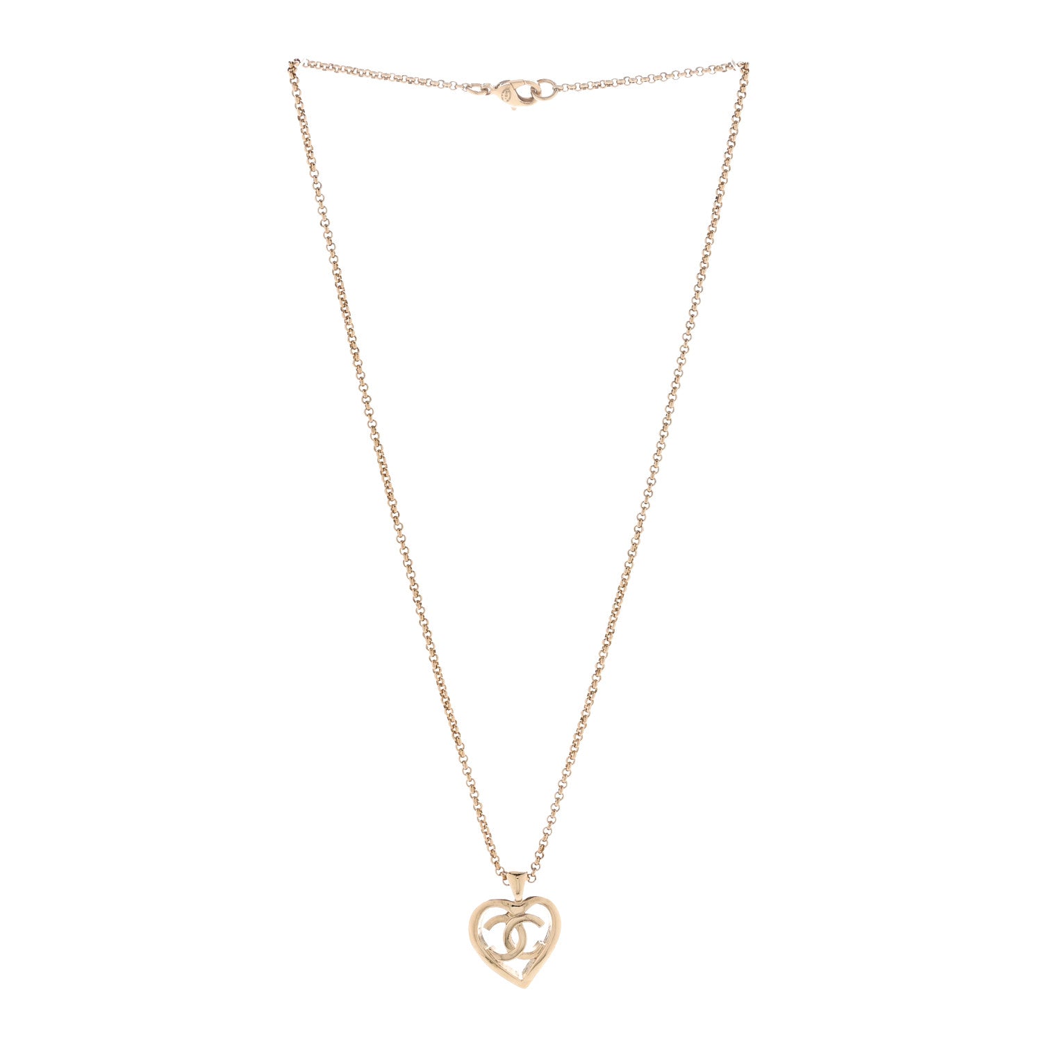 Chanel CC Heart Chain Pendant Necklace Gold 3 of 5
