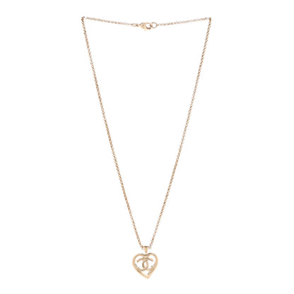 Chanel CC Heart Chain Pendant Necklace Gold 3 of 5